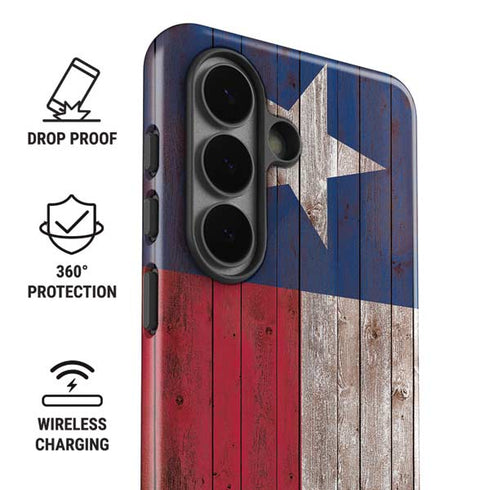 Texas Flag Dark Wood Galaxy S26 Plus Impact Case