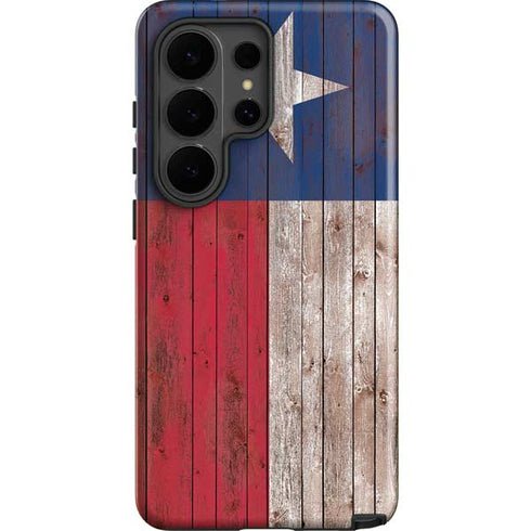 Texas Flag Dark Wood Galaxy S26 Ultra Impact Case