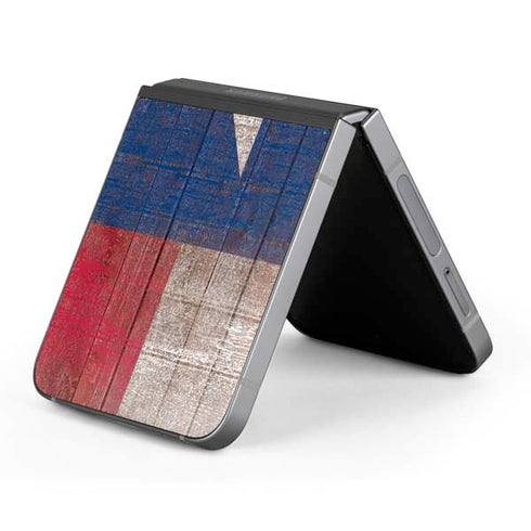 Texas Flag Dark Wood Galaxy Z Flip6 Skin