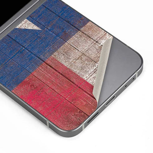 Texas Flag Dark Wood Galaxy Z Flip6 Skin