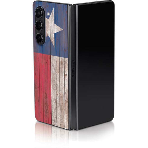 Texas Flag Dark Wood Galaxy Z Fold5 5G Skin