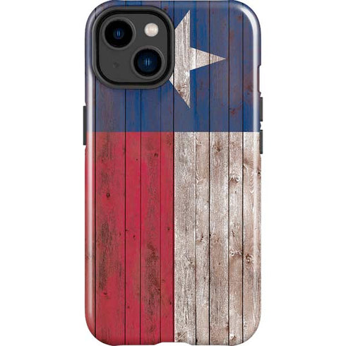 Texas Flag Dark Wood iPhone 15 Impact Case