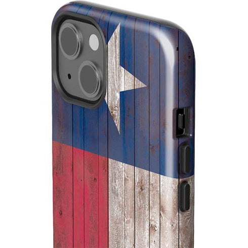 Texas Flag Dark Wood iPhone 15 Impact Case