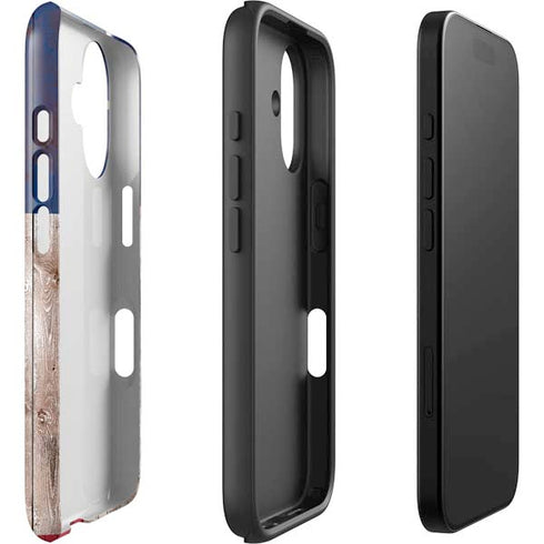 Texas Flag Dark Wood iPhone 16 Plus Impact Case