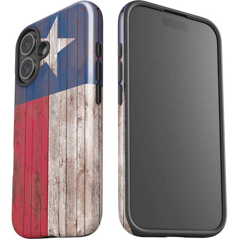 Texas Flag Dark Wood iPhone 16 Plus Impact Case