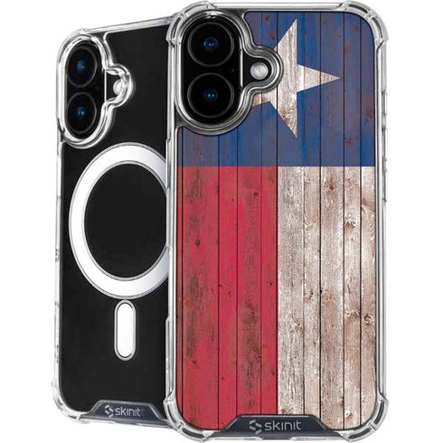 Texas Flag Dark Wood iPhone 16 Plus MagSafe Case
