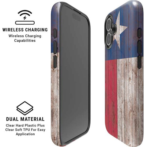 Texas Flag Dark Wood iPhone 16 Plus Magsafe Impact Case