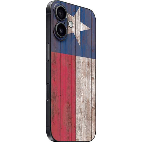 Texas Flag Dark Wood iPhone 16 Plus Skin