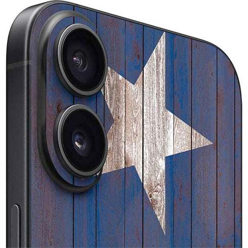 Texas Flag Dark Wood iPhone 16 Plus Skin