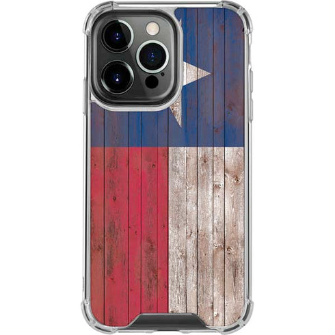 Texas Flag Dark Wood iPhone 16 Pro Clear Case