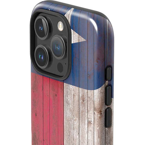 Texas Flag Dark Wood iPhone 16 Pro Impact Case