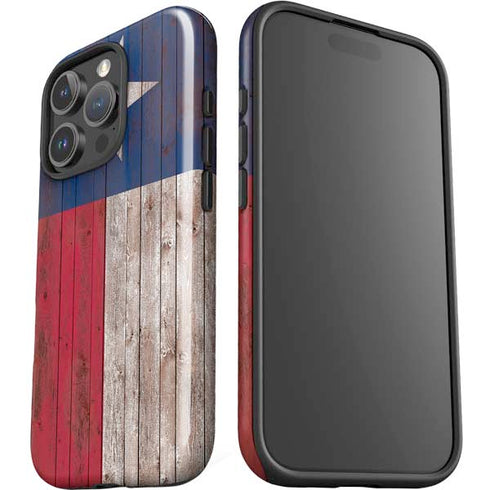 Texas Flag Dark Wood iPhone 16 Pro Impact Case