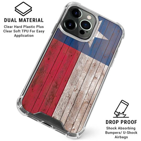 Texas Flag Dark Wood iPhone 16 Pro Max Clear Case