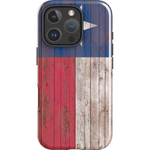 Texas Flag Dark Wood iPhone 16 Pro Max Impact Case