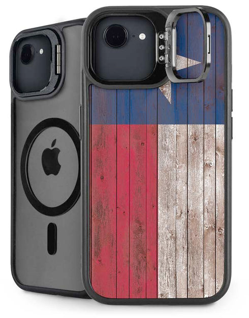 Texas Flag Dark Wood iPhone 16e Kickstand Case