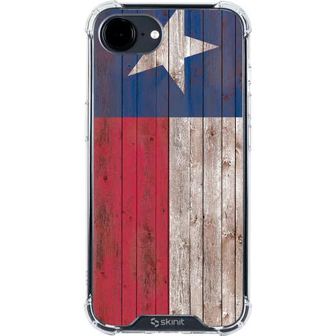 Texas Flag Dark Wood iPhone 16e Clear Case