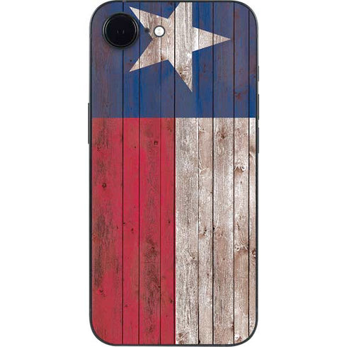 Texas Flag Dark Wood iPhone 16e Skin