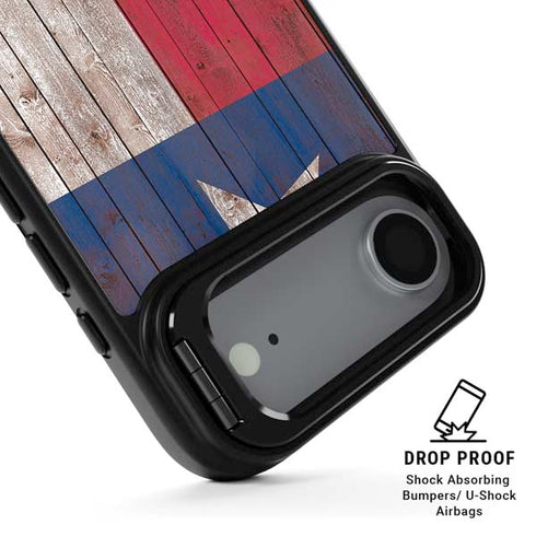 Texas Flag Dark Wood iPhone 17 Air Kickstand Case