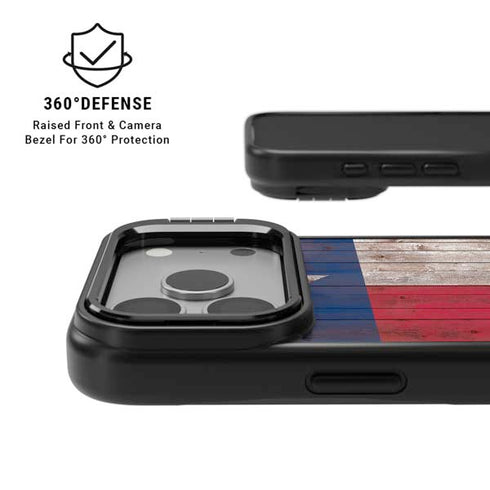 Texas Flag Dark Wood iPhone 17 Pro Kickstand Case