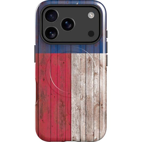 Texas Flag Dark Wood iPhone 17 Pro Magsafe Impact Case