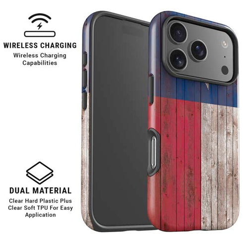 Texas Flag Dark Wood iPhone 17 Pro Magsafe Impact Case
