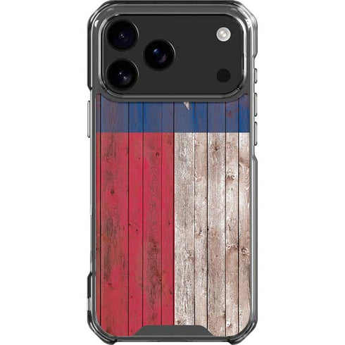 Texas Flag Dark Wood iPhone 17 Pro Max Clear Case