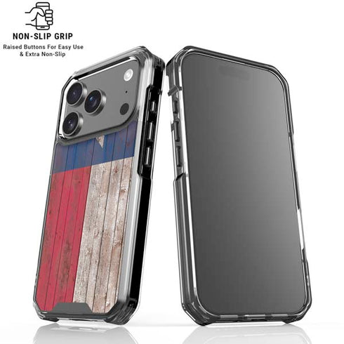 Texas Flag Dark Wood iPhone 17 Pro Max Clear Case