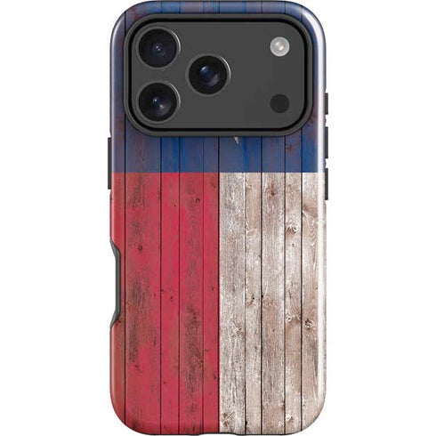 Texas Flag Dark Wood iPhone 17 Pro Max Impact Case