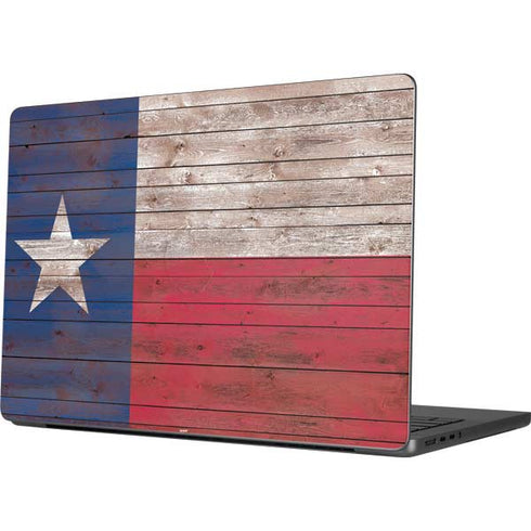 Texas Flag Dark Wood Apple MacBook Pro 14-inch Skin