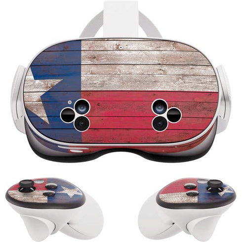 Texas Flag Dark Wood Meta Quest 3S Skin