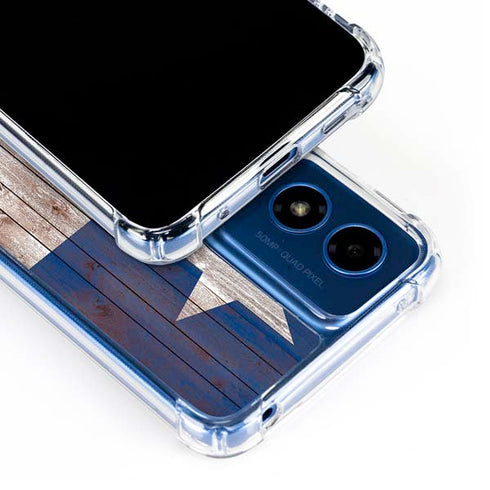 Texas Flag Dark Wood Moto G 5G (2024) Clear Case
