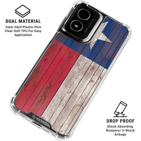 Texas Flag Dark Wood Moto G Power 5G (2024) Clear Case