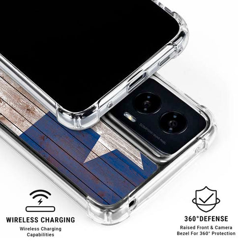 Texas Flag Dark Wood Moto G Power 5G (2024) Clear Case