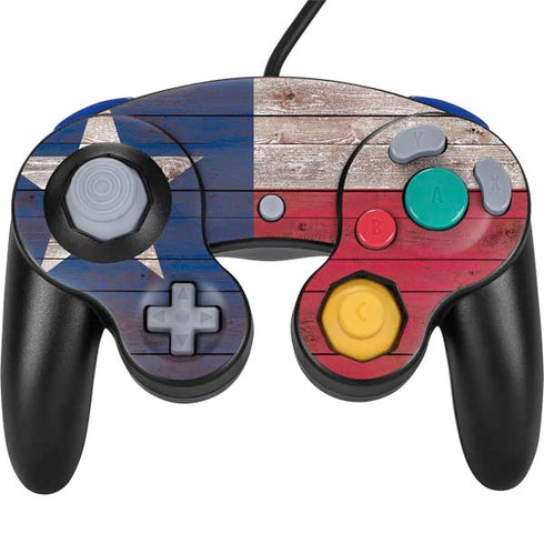 Texas Flag Dark Wood Nintendo Skins