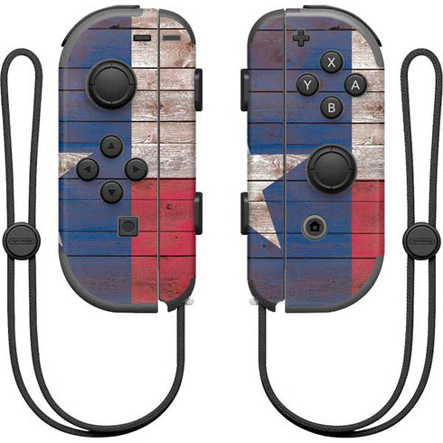 Texas Flag Dark Wood Nintendo Skins
