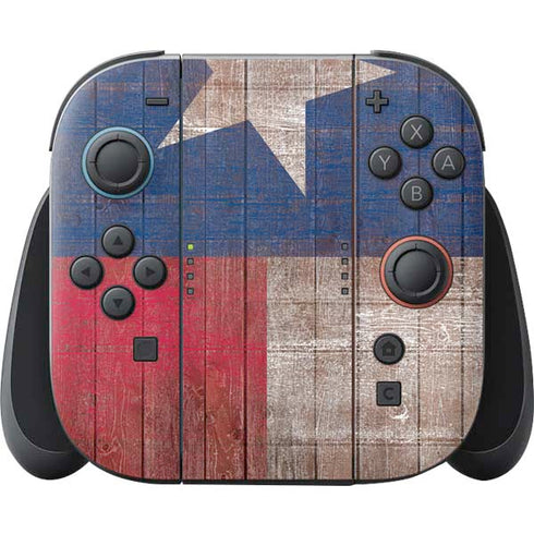 Texas Flag Dark Wood Nintendo Skins