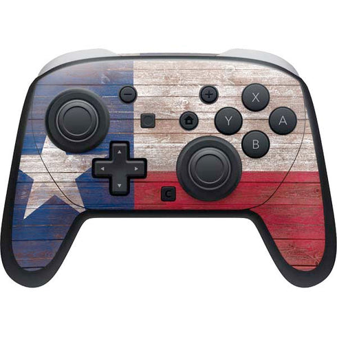 Texas Flag Dark Wood Nintendo Switch 2 (2025) Pro Controller Skin