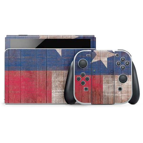 Texas Flag Dark Wood Nintendo Skins