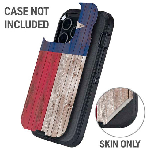 Texas Flag Dark Wood Otterbox Defender iPhone Skin
