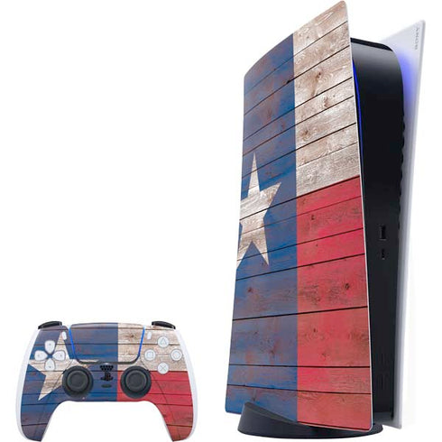 Texas Flag Dark Wood PlayStation PS5 Skins