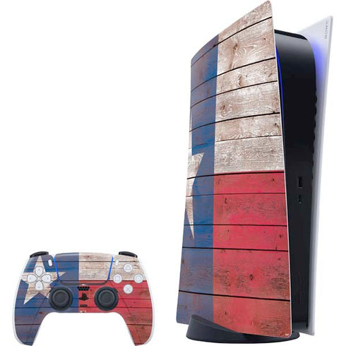 Texas Flag Dark Wood PlayStation PS5 Skins
