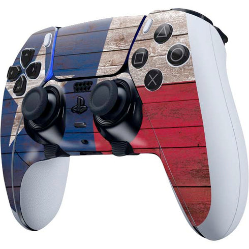 Texas Flag Dark Wood PS5 DualSense Edge Pro Controller Skin
