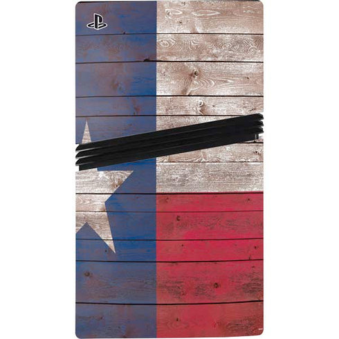 Texas Flag Dark Wood PS5 Pro Console Skin