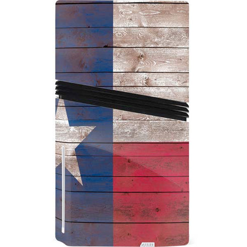 Texas Flag Dark Wood PS5 Pro Disk Bundle Skin
