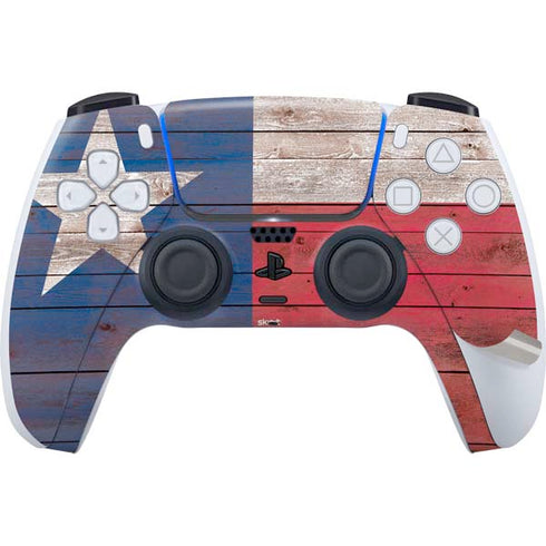 Texas Flag Dark Wood PS5 Pro Disk Bundle Skin