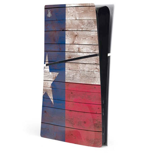 Texas Flag Dark Wood PS5 Slim Digital Edition Console Skin