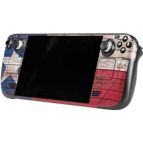 Texas Flag Dark Wood Steam Deck Handheld Gaming Computer Skin