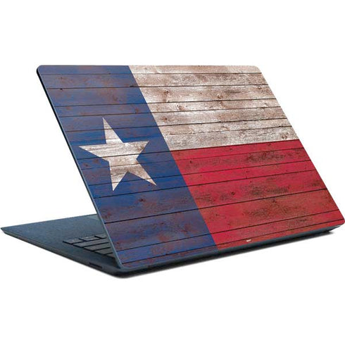 Texas Flag Dark Wood Surface Laptop Skin