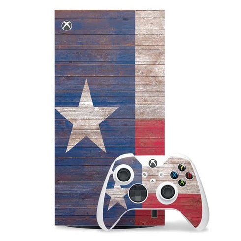 Texas Flag Dark Wood Xbox Series X Skins