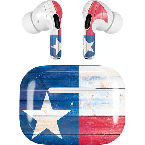 Texas Flag Light Wood AirPods Skins